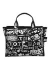 Marc Jacobs The Medium Punk Scribble Canvas Tote Bag In Black