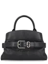 Marc Jacobs The Satchel Dakota Small Black Handbag With Logo Embossed On The Back And Belt Closure In Leather Wo In Black