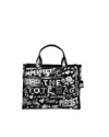 Marc Jacobs The Medium Punk Scribble Canvas Tote Bag In Black