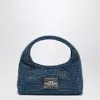 Marc Jacobs Textured Blue Shoulder Bag With Sparkling Embellishments