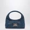 Marc Jacobs Textured Blue Shoulder Bag With Sparkling Embellishments In Blue