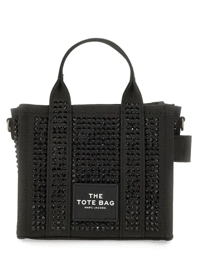Marc Jacobs The Small Tote In Canvas With Applied Crystals In Black