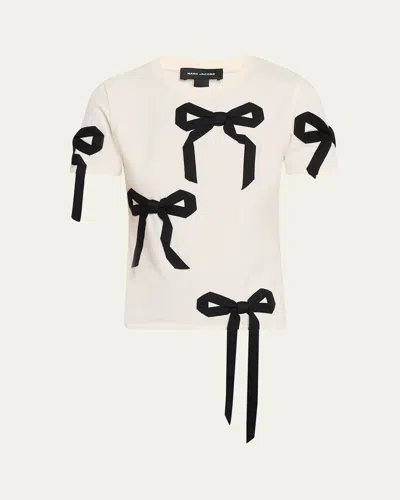 Marc Jacobs Bow Short-sleeve Shrunken T-shirt In Multi
