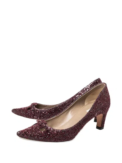 Pre-owned Marc Jacobs Bow-detail Glitter Pumps In Red