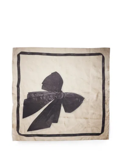 Marc Jacobs Bow-print Silk Scarf In Neutral