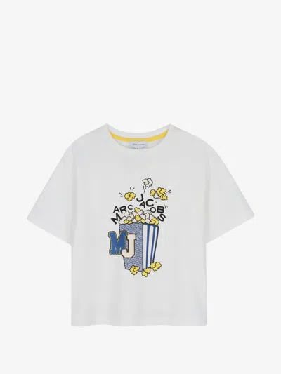 Marc Jacobs Boy's Crewneck T-shirt With Front Print In Bianco