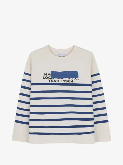 Marc Jacobs Boys' Long-sleeve T-shirt With Striped Logo Print In Bianco