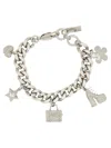 Marc Jacobs Womens Light Antique Silver Mj Mini Icon Charm Bracelet In Silver