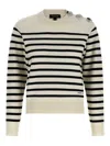 Marc Jacobs Striped Crew Neck Long Sleeve Sweater In Brown