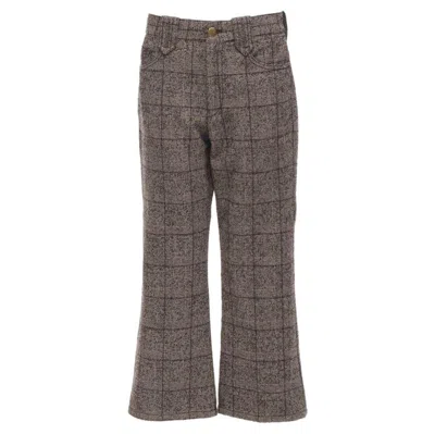 Pre-owned Marc Jacobs Brown Check Tweed Boucle Wide Leg Cropped Pants Us2 Xs