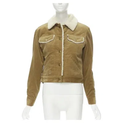 Pre-owned Marc Jacobs Brown Corduroy Faux Shearling Lined Trucker Jacket Xs