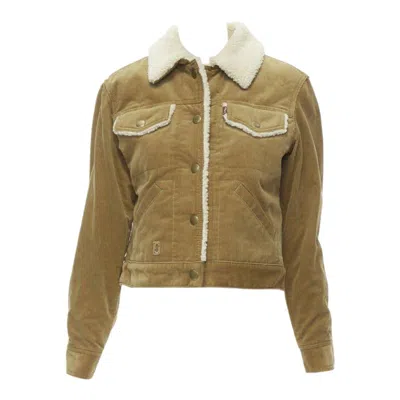Pre-owned Marc Jacobs Brown Corduroy Faux Shearling Lined Trucker Jacket Xs