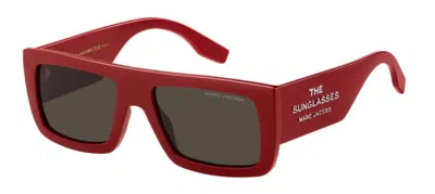 Marc Jacobs Brown Rectangular Unisex Sunglasses Marc 775/s 0c9a/70 53 In Red