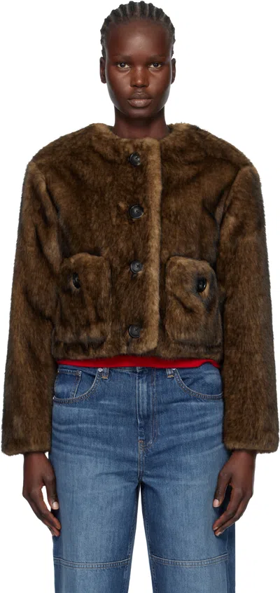 Marc Jacobs Brown Teddy Cropped Faux-fur Jacket