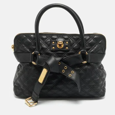 Pre-owned Marc Jacobs Bruna Belted Black Quilted Leather Satchel