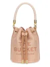 Marc Jacobs 'the Leather Bucket' Mini Pink Handbag With Drawstring And Front Logo In Pink