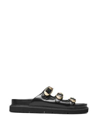 Marc Jacobs Buckle-detail Leather Slides In Black