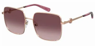 Marc Jacobs Burgundy Gradient Square Ladies Sunglasses Marc 654/s 0y11/3x 58 In Red