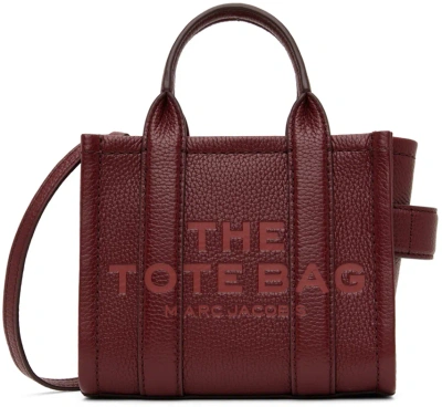 Marc Jacobs Burgundy 'the Leather Mini Tote Bag' Tote In 602 Cherry