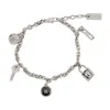 Marc Jacobs Button Charm Bracelet  Metal Silver In Gray