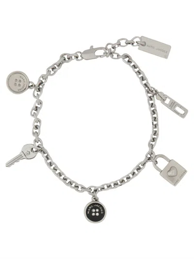 Marc Jacobs Button Charm Bracelet In Silver
