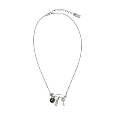 Marc Jacobs Button Charm Necklace  Metal Silver In Gray