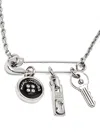 Marc Jacobs Button Charm Pendant Necklace In Silver