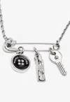 Marc Jacobs Button Charm Pendant Necklace In Silver