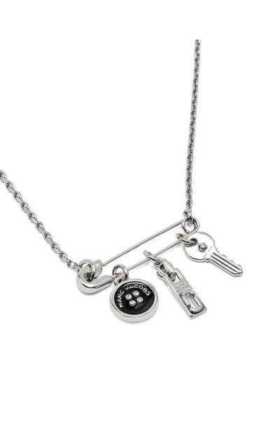 Marc Jacobs Button Charm Pendant Necklace In Metallic