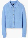 Marc Jacobs Charm Wool-cashmere Cable Knit Cardigan In Blau