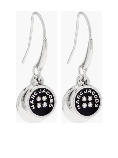 Marc Jacobs Button Drop Earrings In Silver