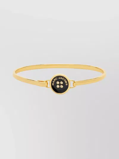 Marc Jacobs Button Hinge Bracelet Gold-tone Finish In Black