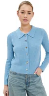 Marc Jacobs Charm Wool-cashmere Cable Knit Cardigan In Sky Blue