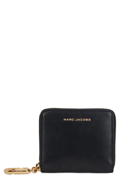 Marc Jacobs Calfskin Zip Wallet In Black