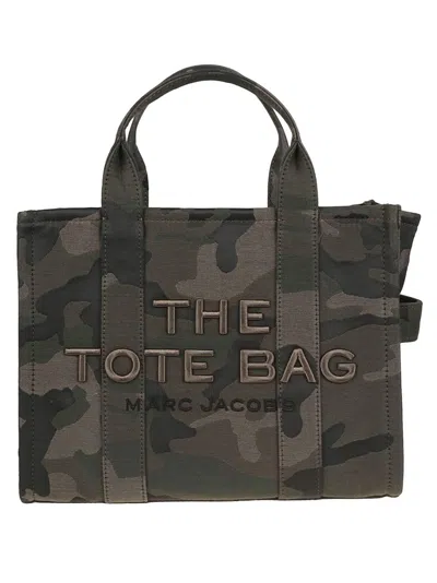 Marc Jacobs Camouflage Jacquard Medium Tote With Versatile Carrying Options In Brown