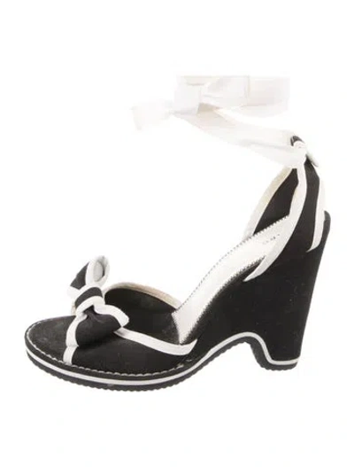 Pre-owned Marc Jacobs Canvas Colorblock Pattern Slingback Pumps In Black