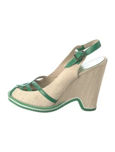 Pre-owned Marc Jacobs Canvas Colorblock Pattern Slingback Pumps In Neutral