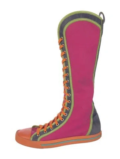 Pre-owned Marc Jacobs Canvas Colorblock Pattern Sneakers In Pink