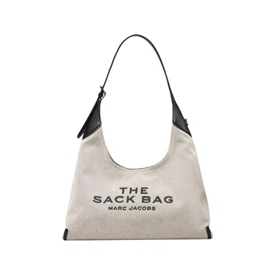 Pre-owned Marc Jacobs Canvas Leather Belted Sack Bag 'ivory/black' | White | Women's Size Onesize