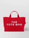 Marc Jacobs Canvas Medium Tote Bag With Text Print In Red
