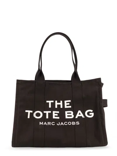 Marc Jacobs Canvas Shopping Bag With Frontal Logo In Black