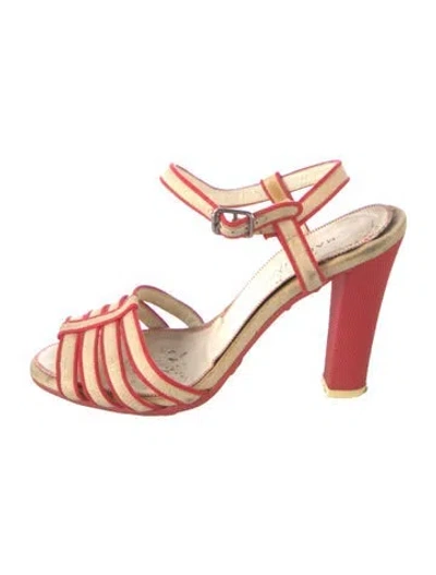 Pre-owned Marc Jacobs Canvas Striped Sandals In Red