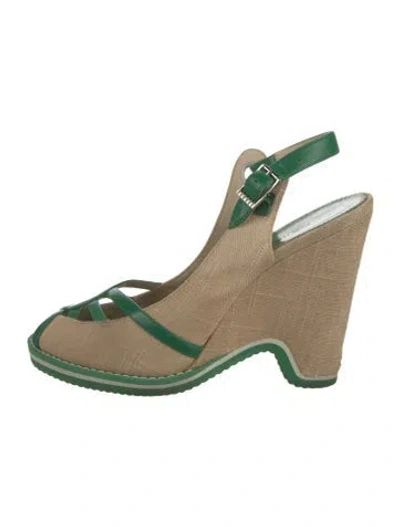 Pre-owned Marc Jacobs Canvas Tweed Pattern Slingback Pumps In Multi