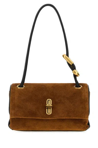 MARC JACOBS BORSA A SPALLA THE QUILTED MINI DUAL IN PELLE SCAMOSCIATA CARAMELLO DONNA