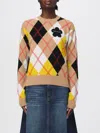 Marc Jacobs Preppy Daisy Argyle Crewneck Joy Yellow Multi In Brown