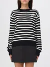 Marc Jacobs Striped Pattern Sweater With Floral Embellishments In Black