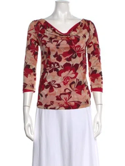 Pre-owned Marc Jacobs Cashmere Floral Print Top In Red