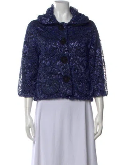 Pre-owned Marc Jacobs Cashmere Lace Pattern Sweater In Blue