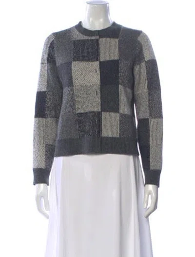 Pre-owned Marc Jacobs Cashmere Plaid Print Sweater In Gray