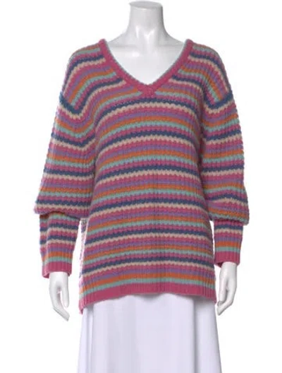 Pre-owned Marc Jacobs Cashmere Striped Sweater W/ Tags In Pink